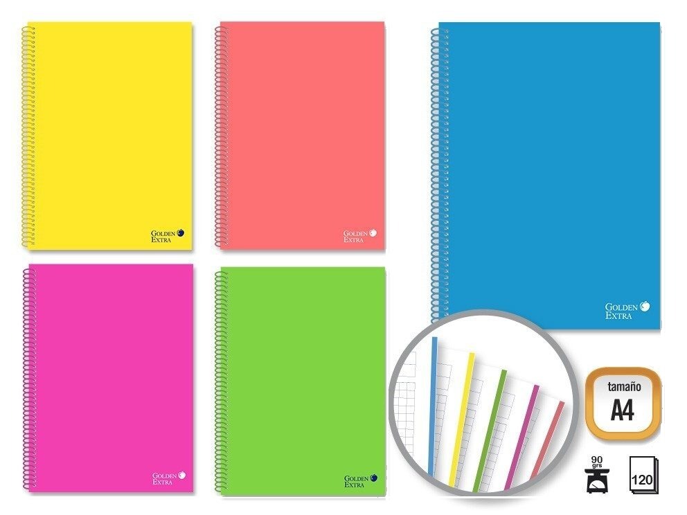 [135897] CUADERNO TAPA DURA A4 CUADRO 5 X 5 M 90 GRS 120 HOJAS GOLDEN