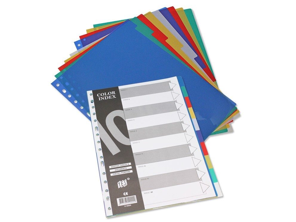 [144482] SEPARADORES PLASTICO A4 5 COLORES 10 UDS
