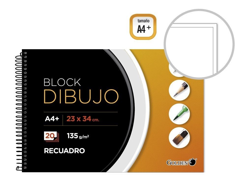 [144484] CUADERNO DE DIBUJO RECUADRO 135 GRS A4+ GOLDEN