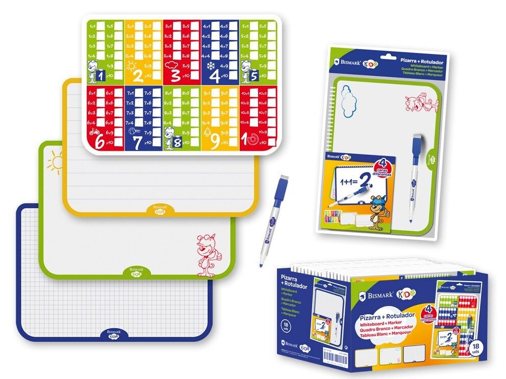 [151688] SET 2 PIZARRAS CON TABLAS + ROTULADOR