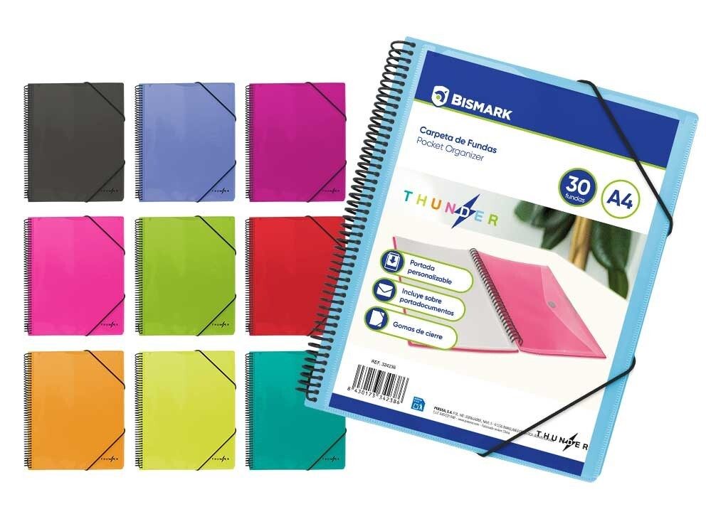 [151719] CARPETA ESPIRAL DE THUNDER A4 30 FUNDAS BISMARK