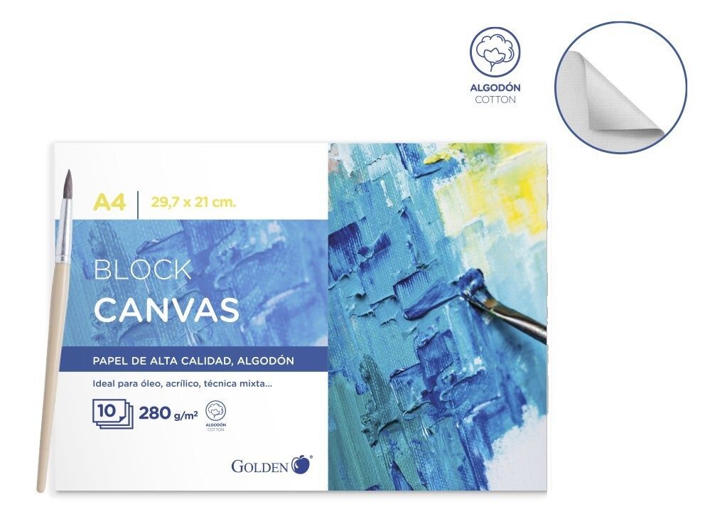 [151722] CUADERNO CANVAS PAPEL ALGODON 29.7 X 21 CM A4 280GRS 10 HOJAS GOLDEN