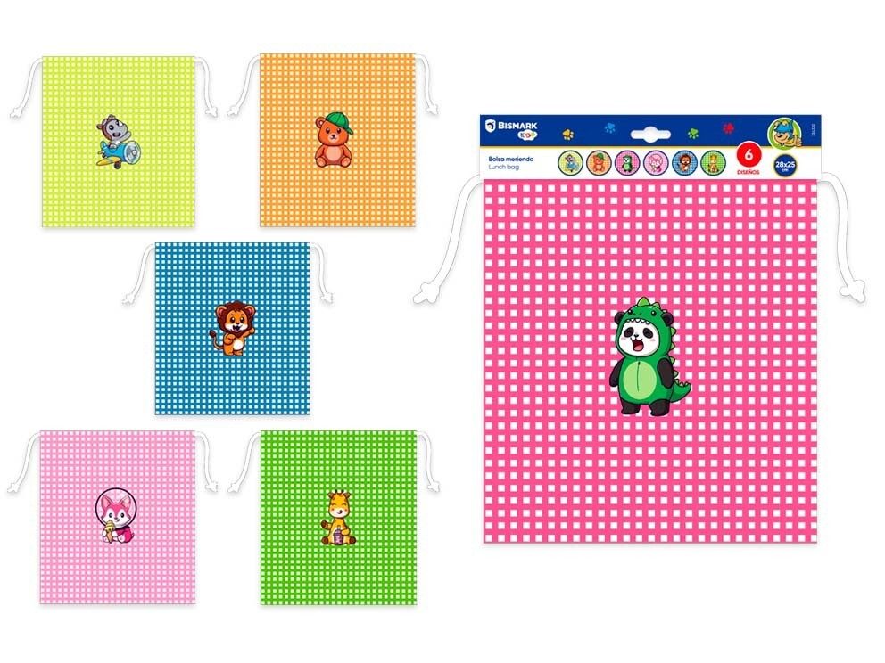 [151724] BOLSA MERIENDA ESCOLAR ALGODON 28 X 25 CM 6 DISEÑOS BISMARK KIDS