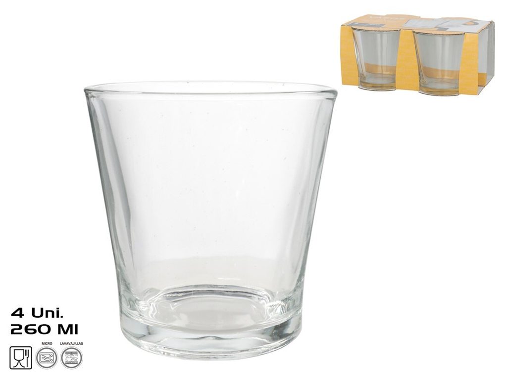 [148042] VASOS PLAIN 260 ML 4 UDS