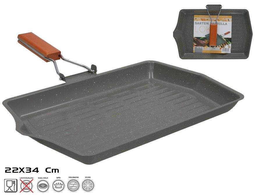 [148048] SARTEN PARRILLA LOKI MANGO MADERA 22 X 34 CM