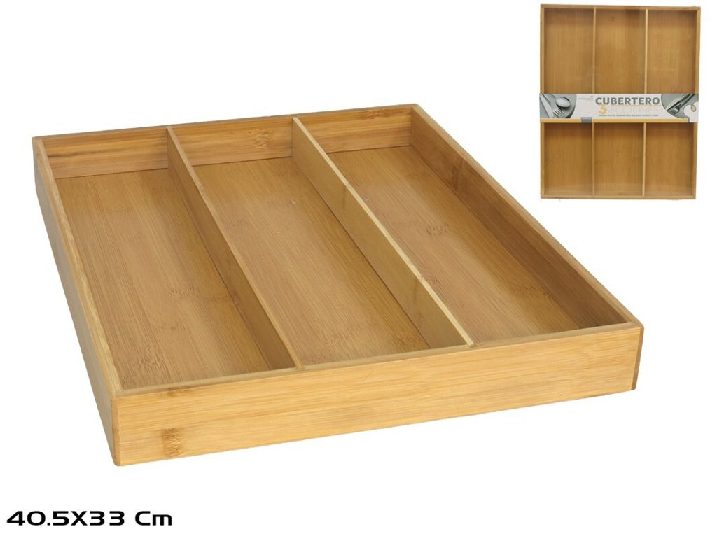 [147959] CUBERTERO 3 SECCIONES BAMBU 28.8 X 19.7 X 5.1 CM