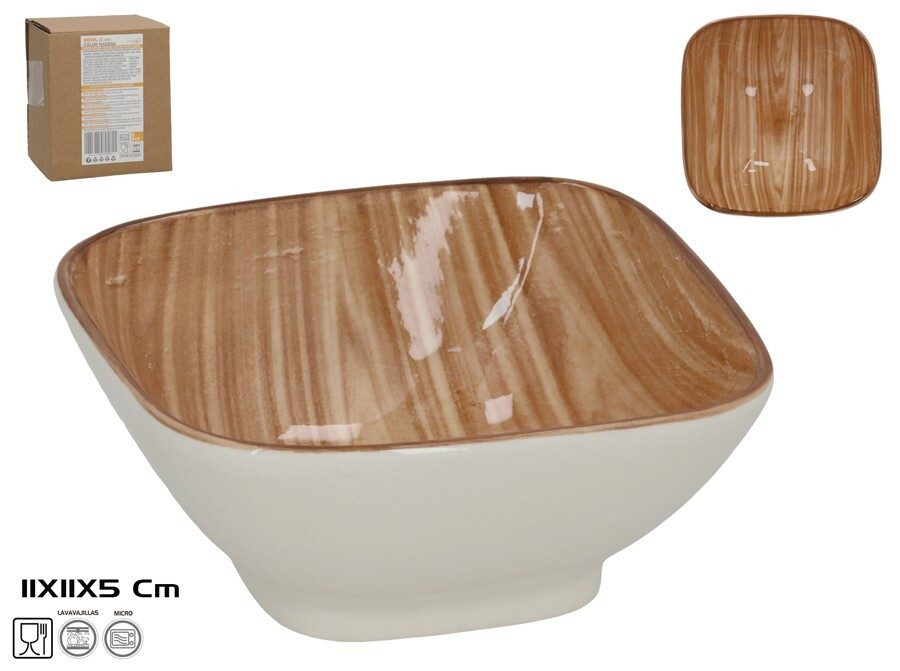 [147963] BOWL CUADRADO COLOR MADERA 11 X 5 CM