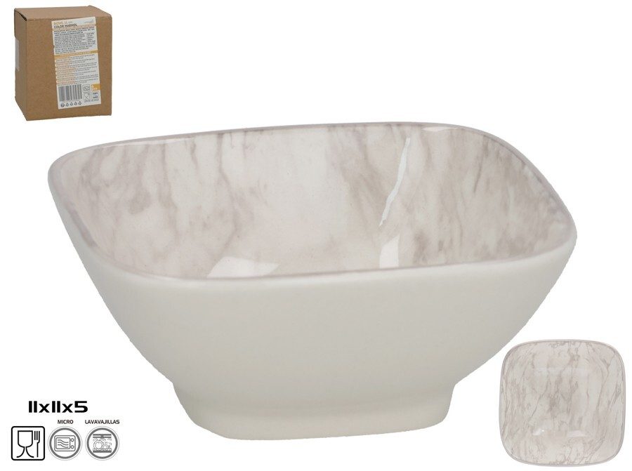 [147966] BOWL CUADRADO COLOR MARMOL 11 X 11 X 5 CM
