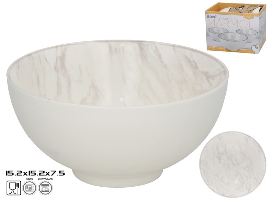 [147969] BOWL REDONDO COLOR MARMOL 15.2 X 15.2 X 7.5 CM