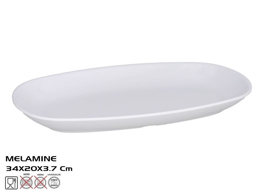 [147842] PLATO INTERIOR OVAL BLANCO MELAMINA 34 X 20 X 3.7 CM