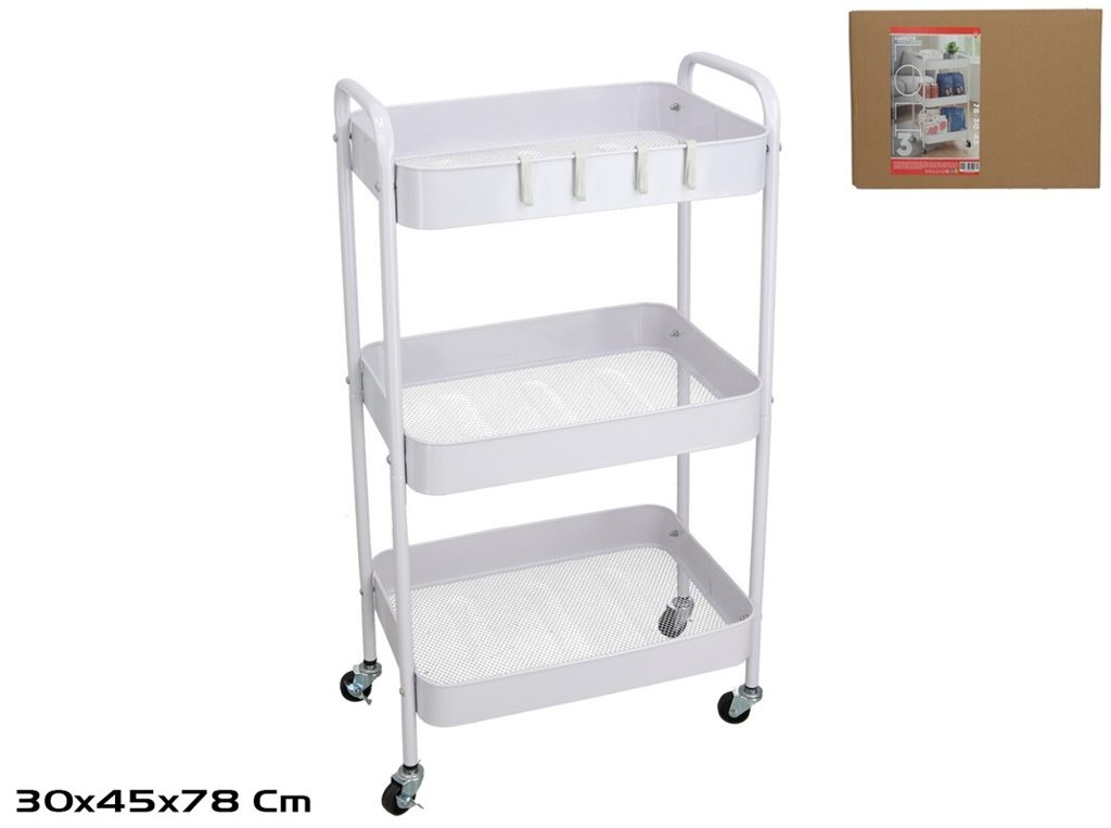 [147847] CARRITO MULTIUSOS BLANCO 3 NIVELES LOLI 78 X 30 X 45 CM