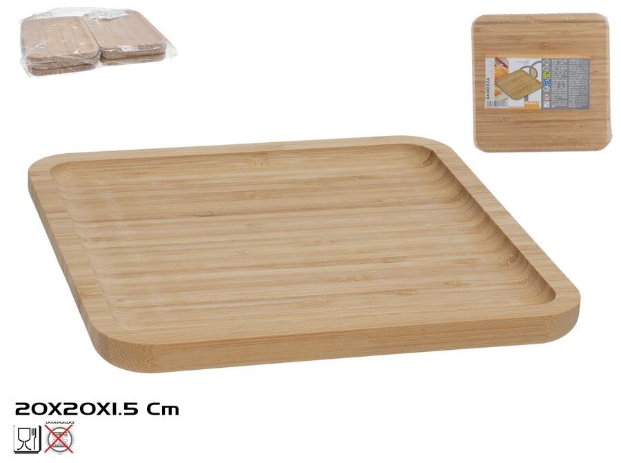 [140466] BANDEJA BAMBU NATURE 20 X 20 X 1.5 CM