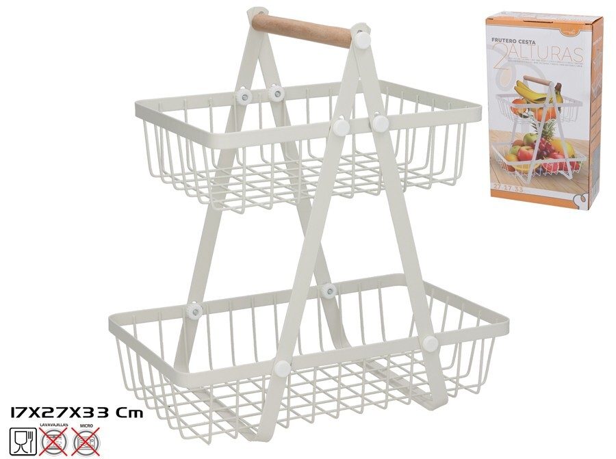 [144223] FRUTERO CESTA 2 ALTURAS BLANCO 27 X 17 X 33 CM