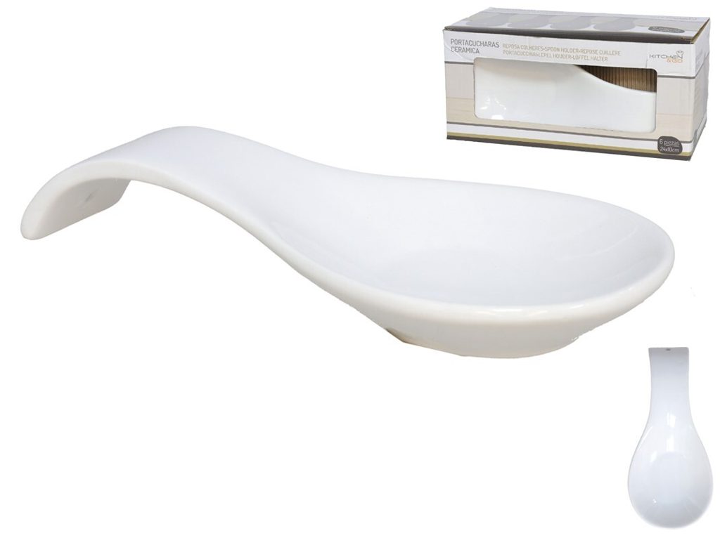 [147589] PORTACUCHARAS CERAMICA BLANCO 24 X 10 X 3 CM