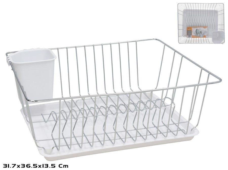 [147607] ESCURREPLATOS METAL BLANCO 36.5 X 31.7 X 13.5 CM
