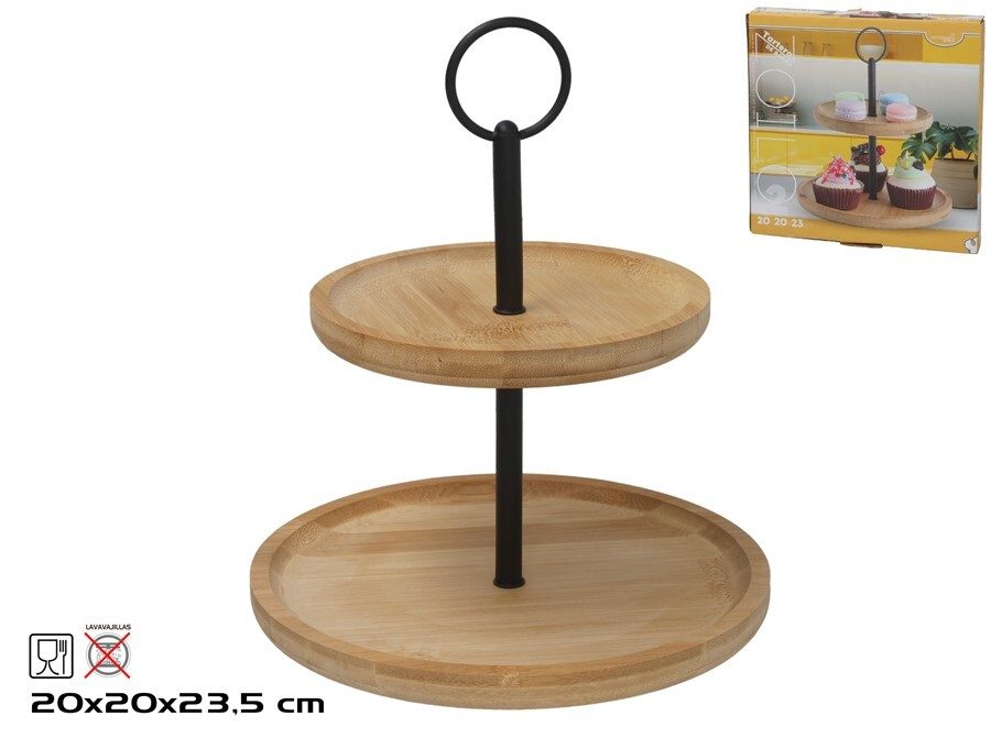 [147614] TARTERA 2 ALTURAS ZOILO BAMBU 20 X 20 X 23 CM