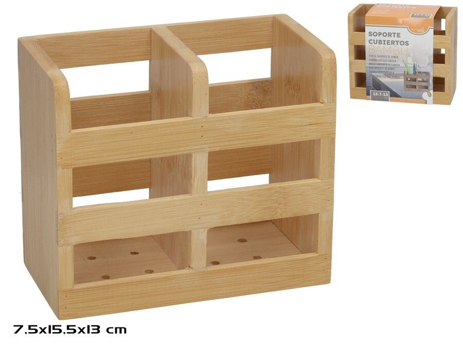 [147615] SOPORTE CUBIERTOS BAMBU 15 X 7 X 13 CM