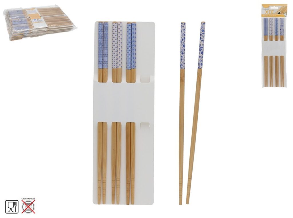 [147622] PALILLOS BAMBU XIE AZUL 27 CM 8 UDS