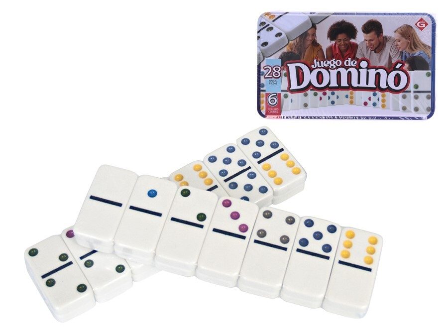 [139309] JUEGO DOMINO BLANCO PUNTOS 6 COLORES 28 PZAS