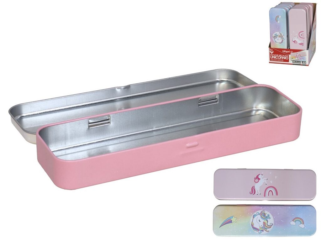 [146815] ESTUCHE METALICO UNICORNIO 20,5X6X2 CM.