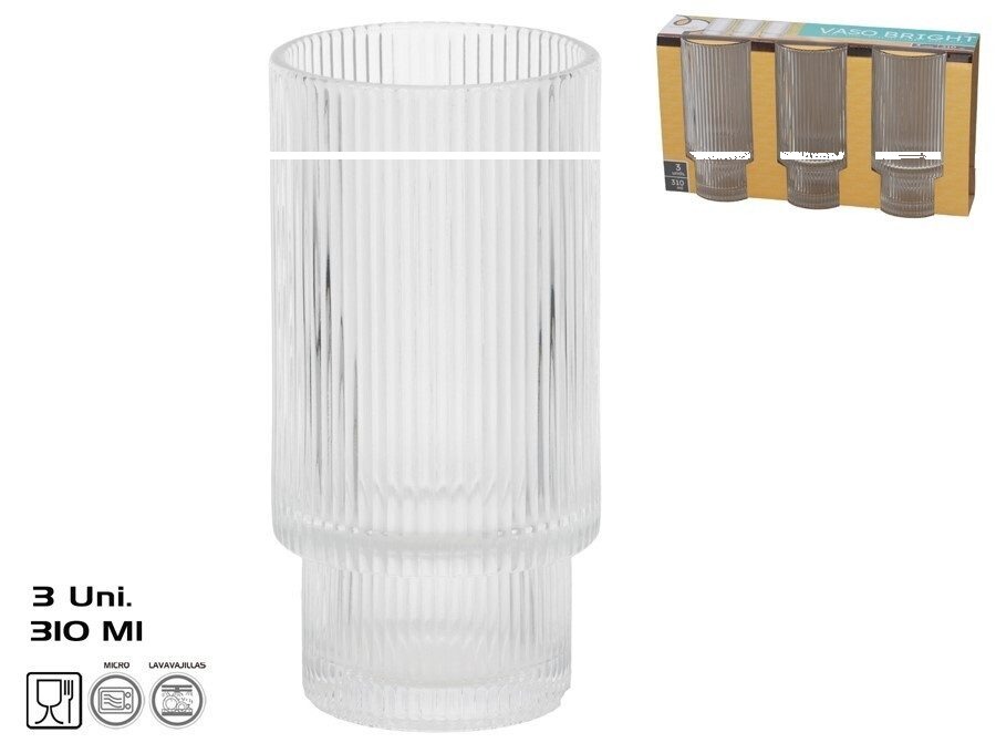 [146820] VASO CRISTAL BRIGHT 3 UDS 310ML
