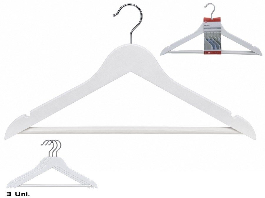 [119445] PERCHAS ANTIDESLIZANTES BLANCA MADERA 44X23 CM 3 UDS