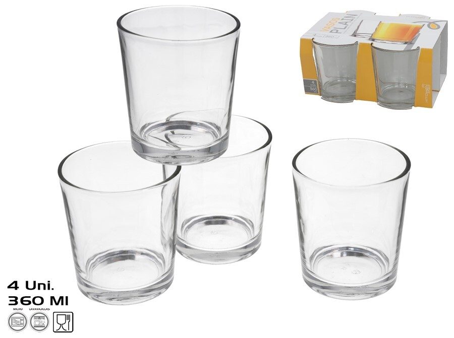 [144715] VASO CRISTAL PLAIN 360 ML SET 4 UDS