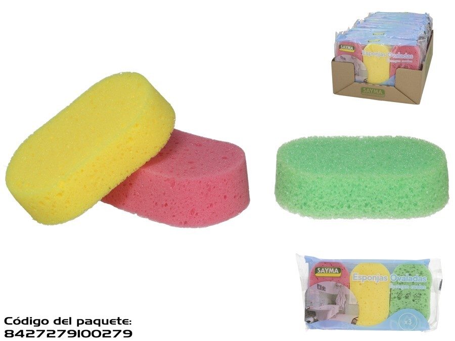 [84306] ESPONJA BAÑO OVALADA 3 UDS