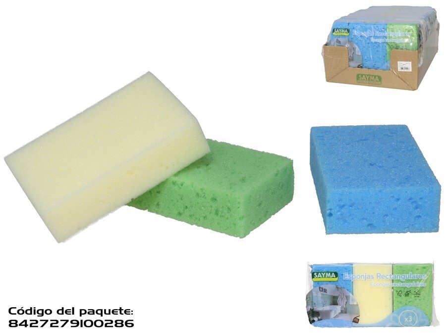[84309] ESPONJA RECTANGULAR BAÑO 3 UDS