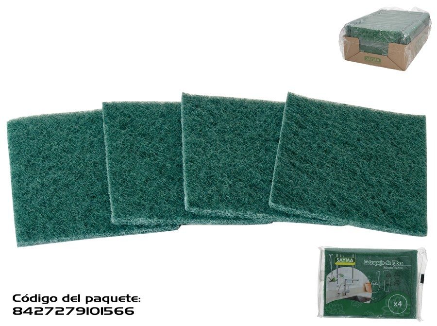[123965] ESTROPAJOS DE FIBRA VERDE 4 UDS