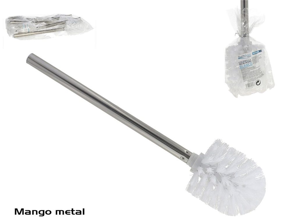 [146329] ESCOBILLA WC MANGO ACERO BLANCO 34 X 7 CM