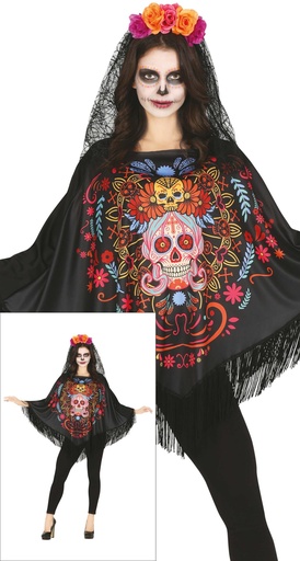 Poncho Day Of The Death Adulta Talla M